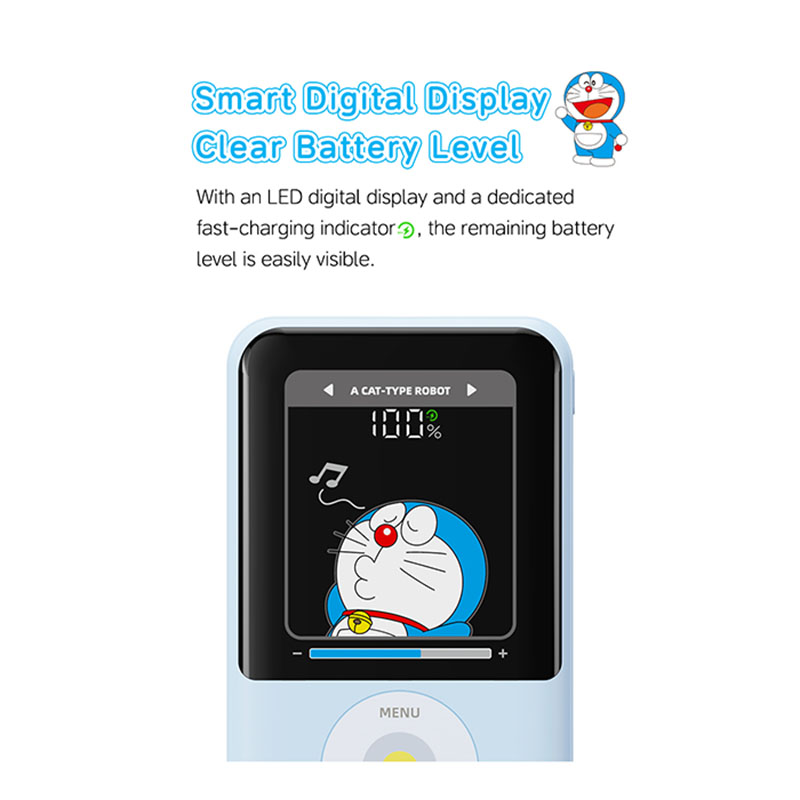Pin sạc dự phòng Rock - Doraemon P95 With Dual - 22.5W Fast Charging Mobile - 20000mAh 1 doraemon p95 with dual wire pd 225w fast charging mobile 10000mah 01